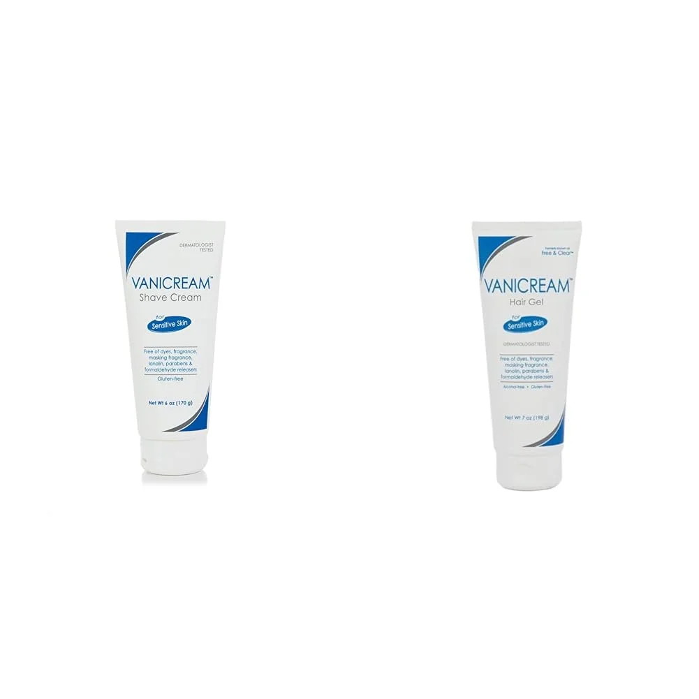 Vanicream Shave Cream 6 Oz & Hair Gel 7 Oz | Fragrance & Gluten Free For Sensitive Skin