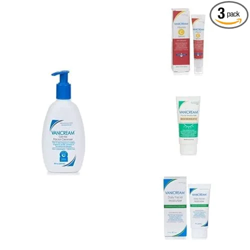 Vanicream Gentle Facial Cleanser with Pump (8 oz), Vitamin C Serum (1.2 oz), Facial Moisturizer with SPF (2.5 oz) & Daily Facial Moisturizer (3 oz)