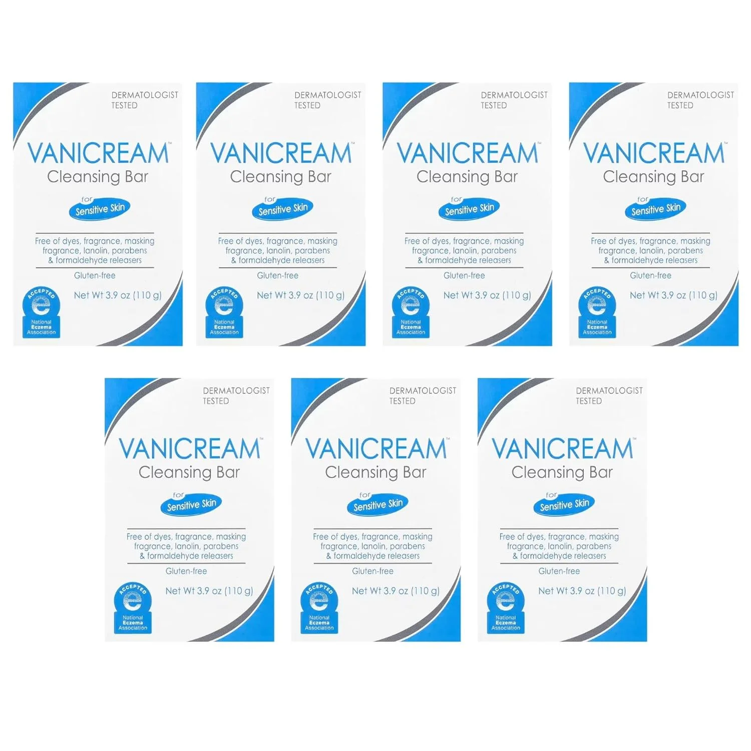 Vanicream Cleansing Bar for Sensitive Skin 3.90 oz (Pack of 7)
