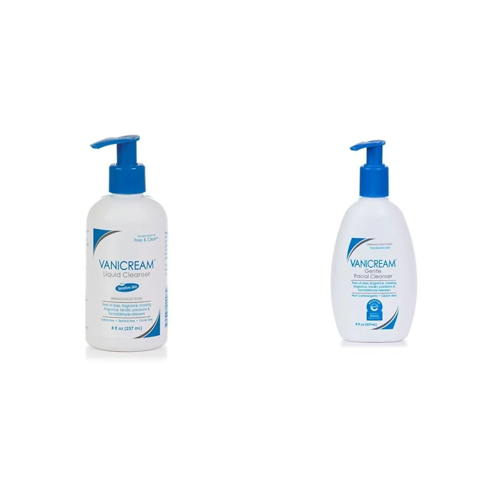 Vanicream Liquid Cleanser - 8 fl oz – Unscented, Gluten-Free Formula for Sensitive Skin & Gentle Facial Cleanser with Pump Dispenser - 8 fl oz