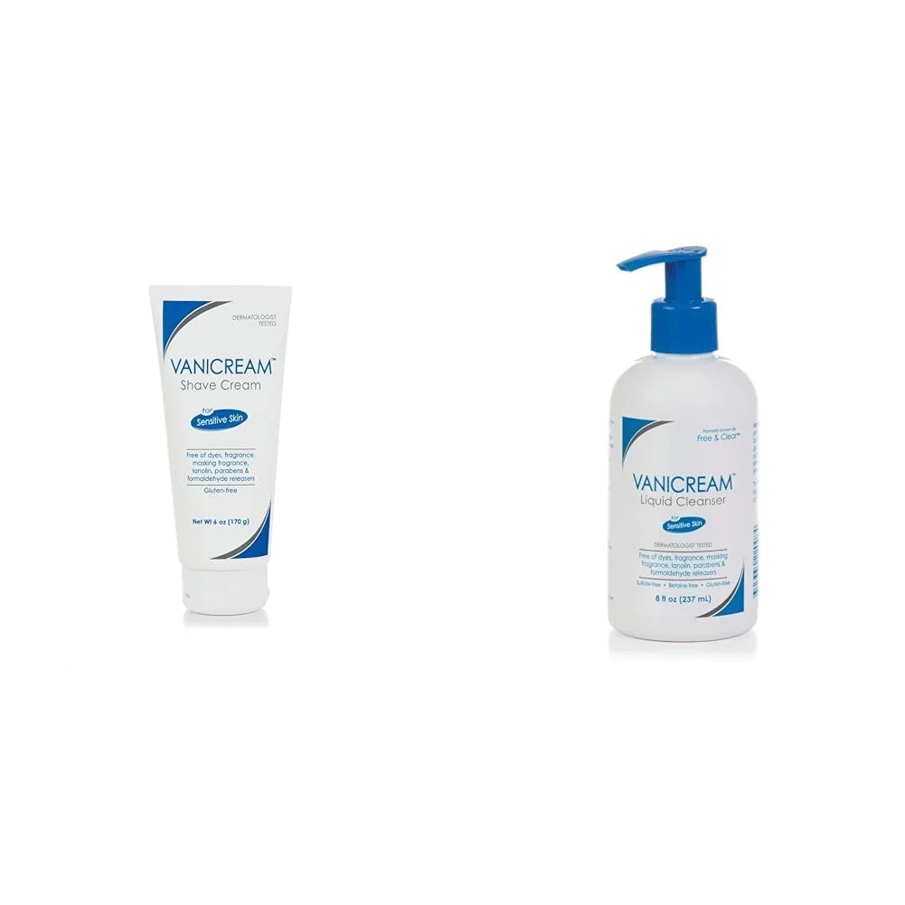 Vanicream Shave Cream 6 Ounce and Liquid Cleanser 8 Ounce Bundle | For Sensitive Skin