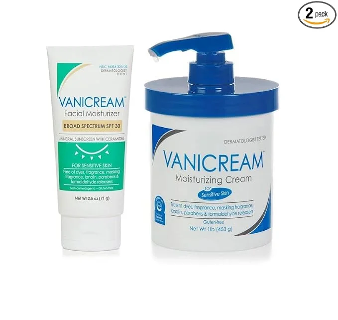 Vanicream Moisturizing Cream with Pump, 16 Ounce & Facial Moisturizer with SPF, 2.5 Ounce