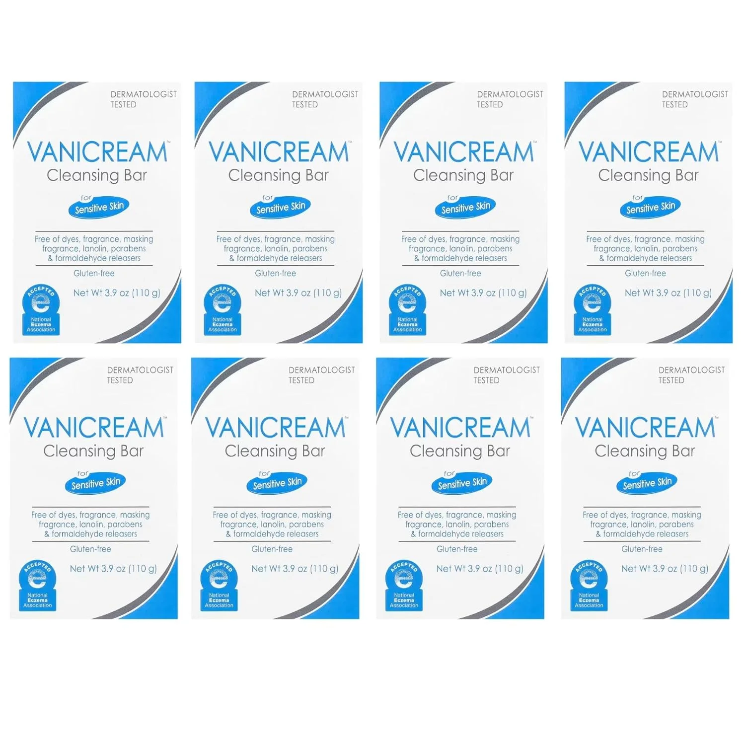 Vanicream Cleansing Bar for Sensitive Skin 3.90 oz (Pack of 8)